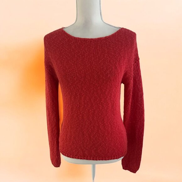 ALICE + OLIVIA Red Knit Linen Blend Sweater Size Small - Picture 1 of 6